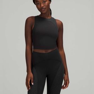 NWOT Lululemon Nulu and Mesh Yoga Tank Top Jewel Emboss Black